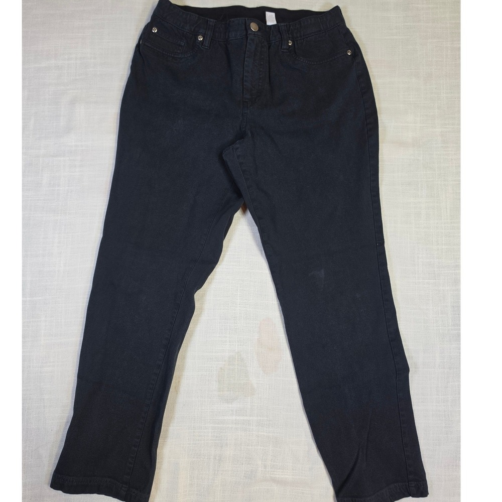 Chico's So Slimming Black Jeans Regular Fit Size 1.5 Stretch Denim Pants